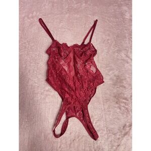Avidlove Women Lingerie Size Small Color Burgundy One Piece Lace See Through NWT